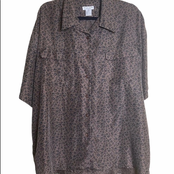 Vintage Silk Icon button up cheetah print blouse - Picture 1 of 6